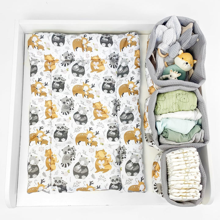 BABEES Aufbewahrungskorb Wickeltisch Baby, Körbchen Set 3 Stück, Organizer Wickelkommode, Utensilo A