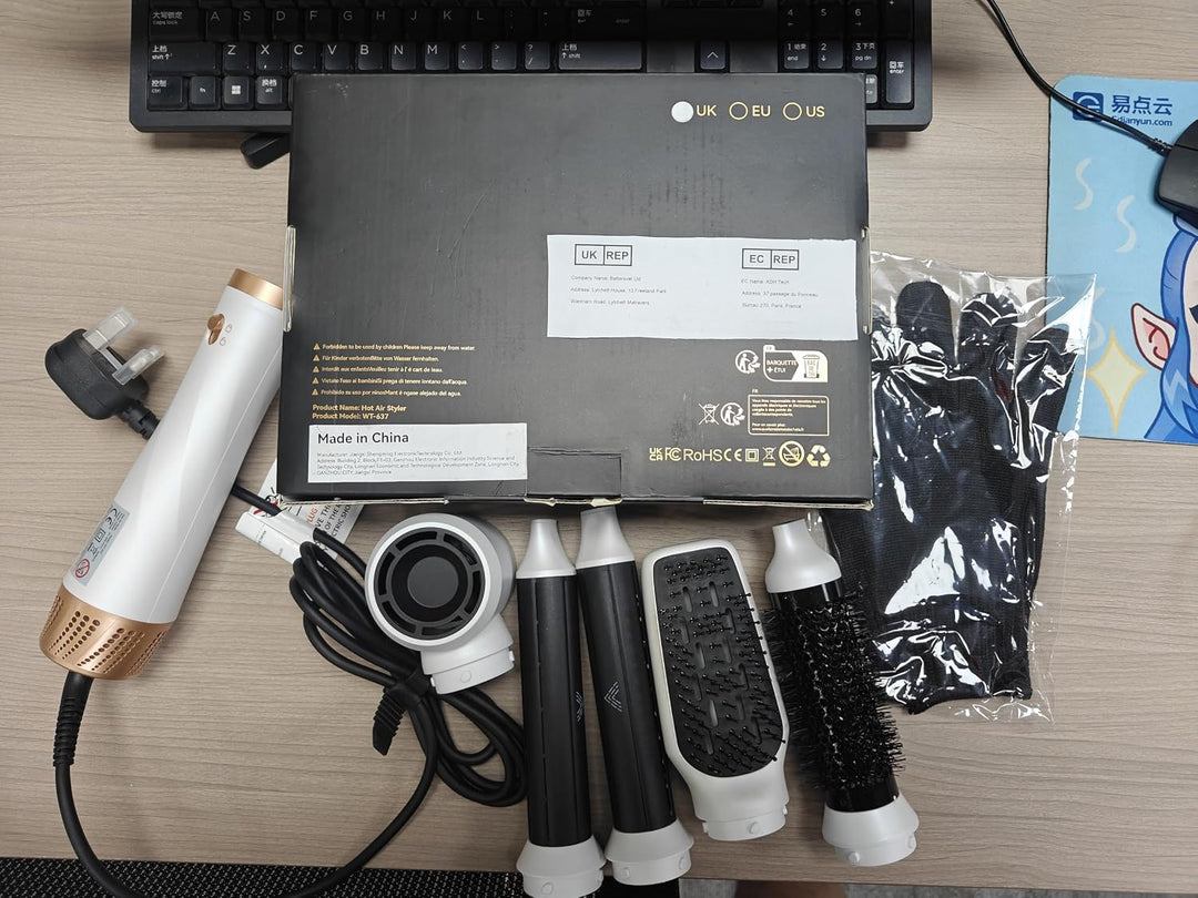Hairstyler 5 in 1, Coandă-Effekt Haarstyler &amp; High-Speed Föhnbürste, 350g Set mit automatischem Lock
