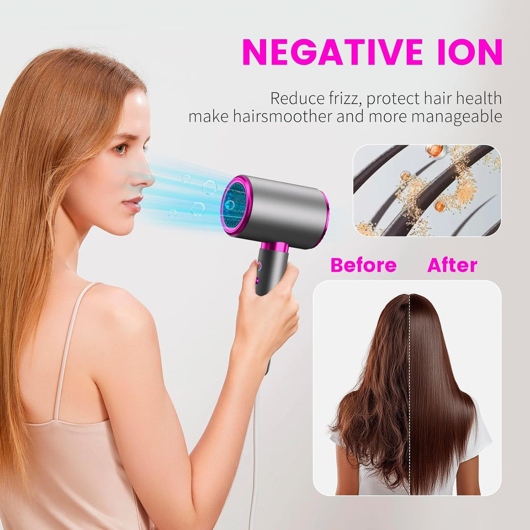 AIUNAOM 2400W Föhn, Fön, Silent Ionen Haartrockner mit 1 Diffusor & 2 Konzentratoren, 3 Geschwindigk