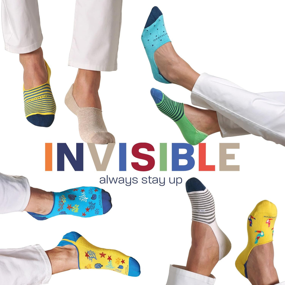 Marcoliani Men's Stripe Invisible Touch Liner Sock Einheitsgrösse Grosse Grössen Weiss, Einheitsgrös