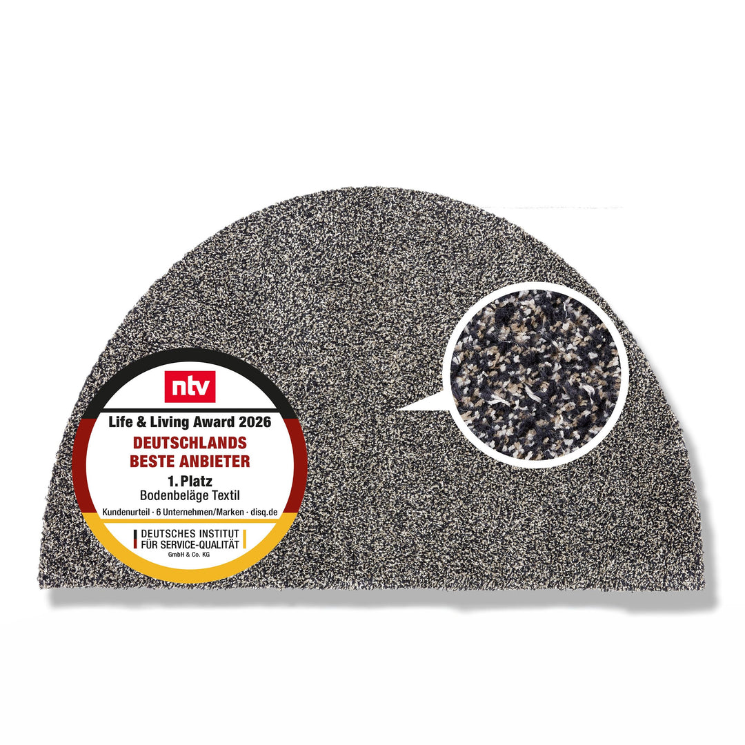 Astra Schmutzfangmatte innen waschbar 50x80 cm halbrund – Sauberlauf anthrazit 100% Baumwolle Türmat