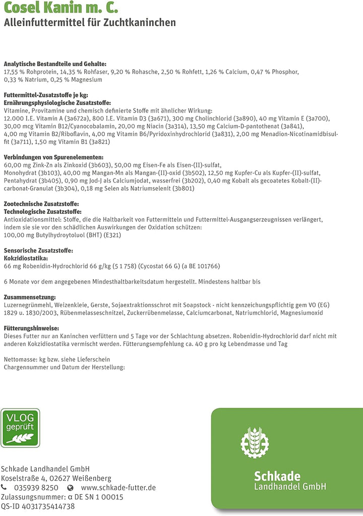 Schkade Landhandel GmbH Cosel Kanin m. C. (25 kg) 25 kg (1er Pack), 25 kg (1er Pack)