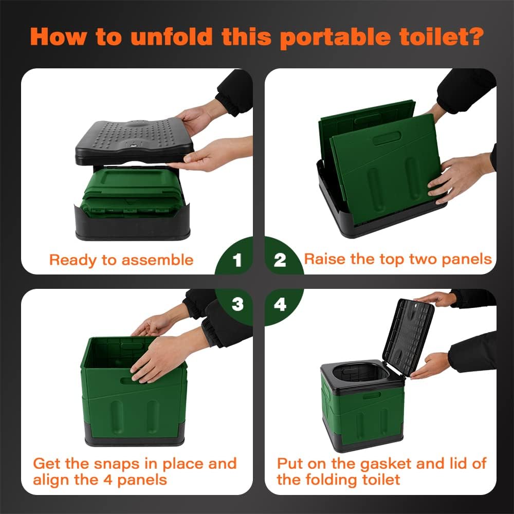 FIAMER Camping Toilette folding toilet camping toilet with lid mobile toilet with lid split toilet o
