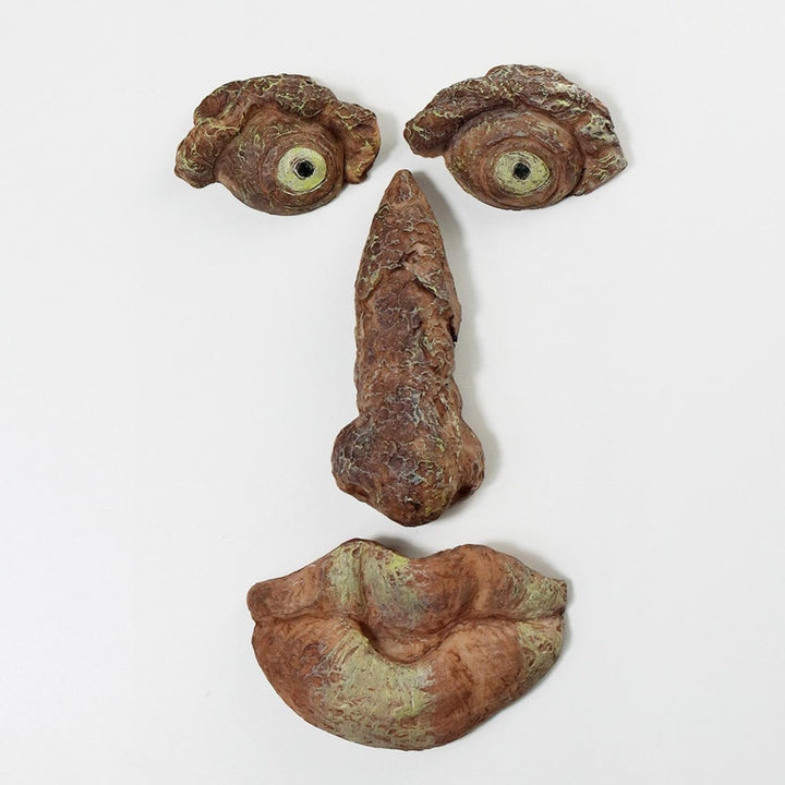Baumstammdekoration, 4 Stück, 3D in Form eines Baumgesichts des alten Mannes, lustiges Harz, Vogelfe