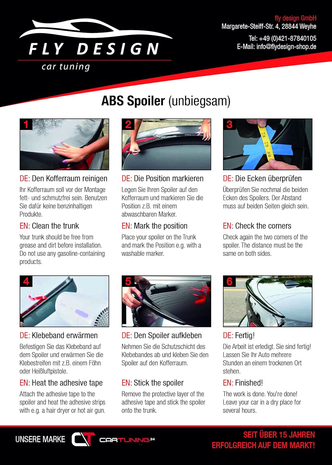 FLY DESIGN 70126 Heckspoiler passend für BMW F80 Limousine, Heckflügel, Spoilerlippe für Auto-Tuning