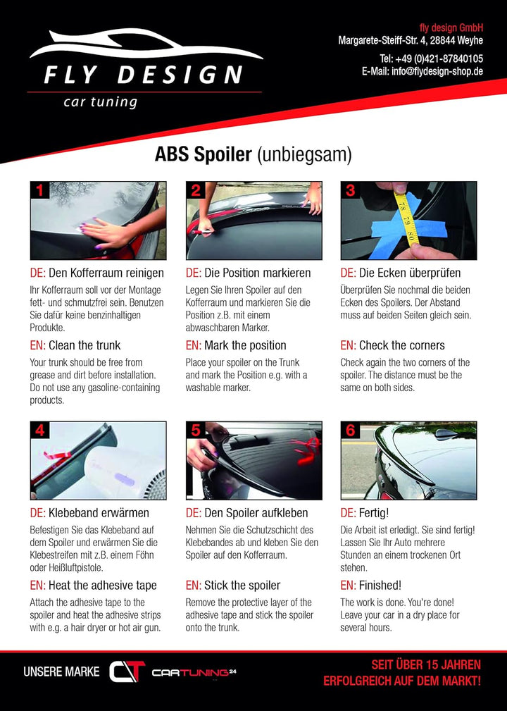 FLY DESIGN 70126 Heckspoiler passend für BMW F80 Limousine, Heckflügel, Spoilerlippe für Auto-Tuning