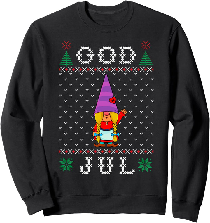 God Jul, Schwedischer Tomte Gnom, Schweden Weihnachten Sweatshirt