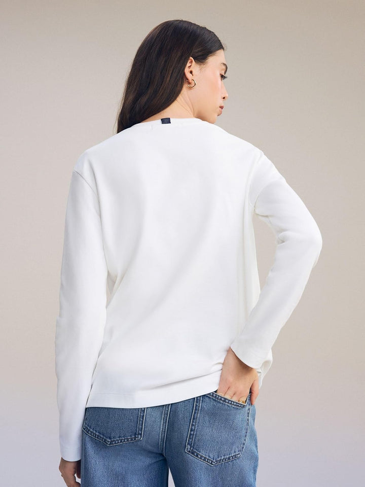 NEXT Damen Standard Schweres Langarmshirt aus 100% Baumwolle 38 Weiss, 38 Weiß