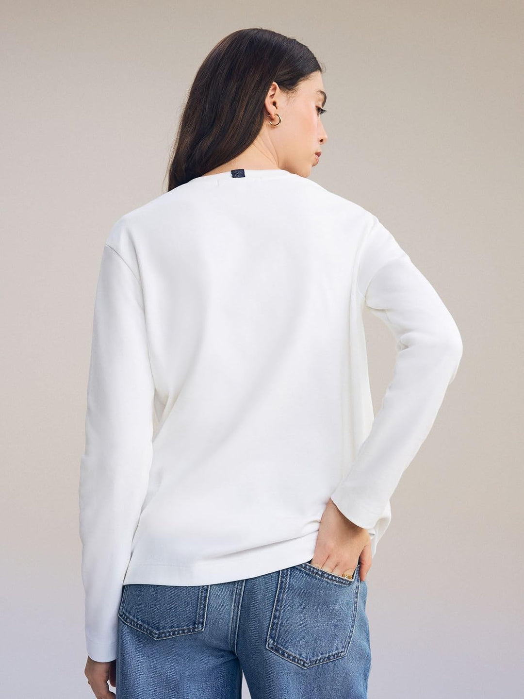 NEXT Damen Standard Schweres Langarmshirt aus 100% Baumwolle 44 Weiss, 44 Weiss