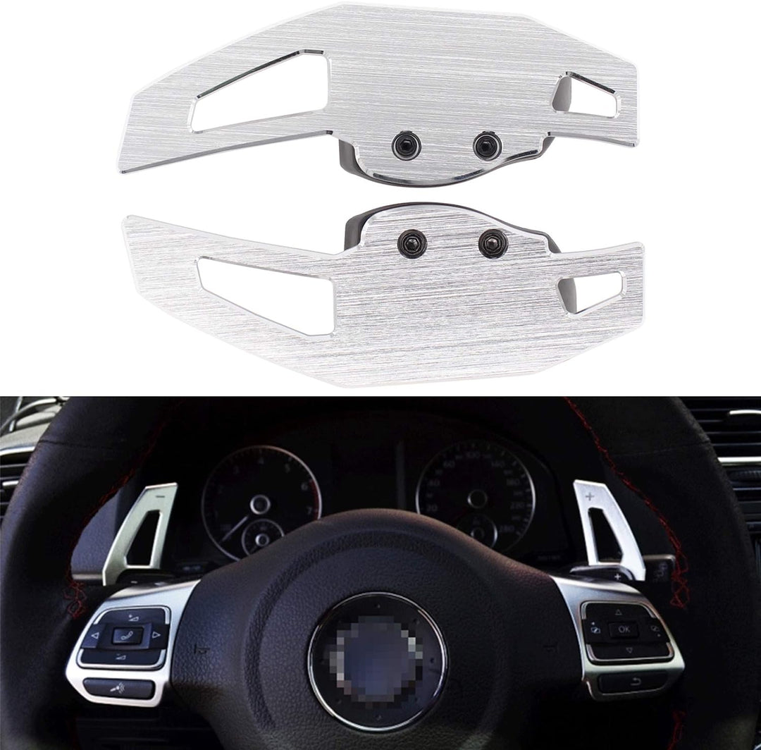 1 Paar Schaltwippen Alu Verlängerung Silber für Beetle Golf 5 6 MK5 MK6 GTI Golf Plus Passat Polo Ti