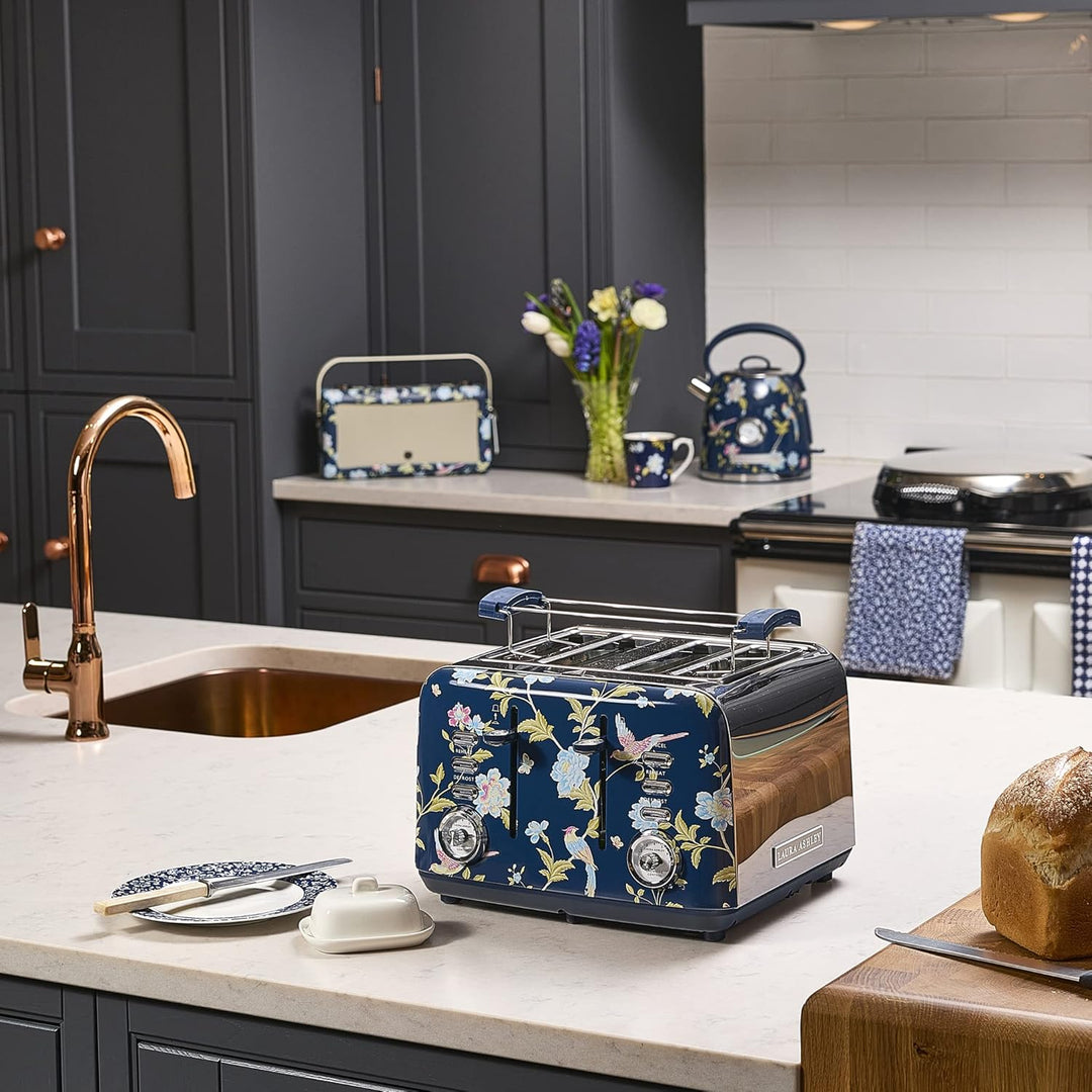 VQ Laura Ashley 4-Scheiben-Toaster Mit Einstellbaren Heiz-, Auftau- Und Aufwärmmodi - Edelstahl Vint