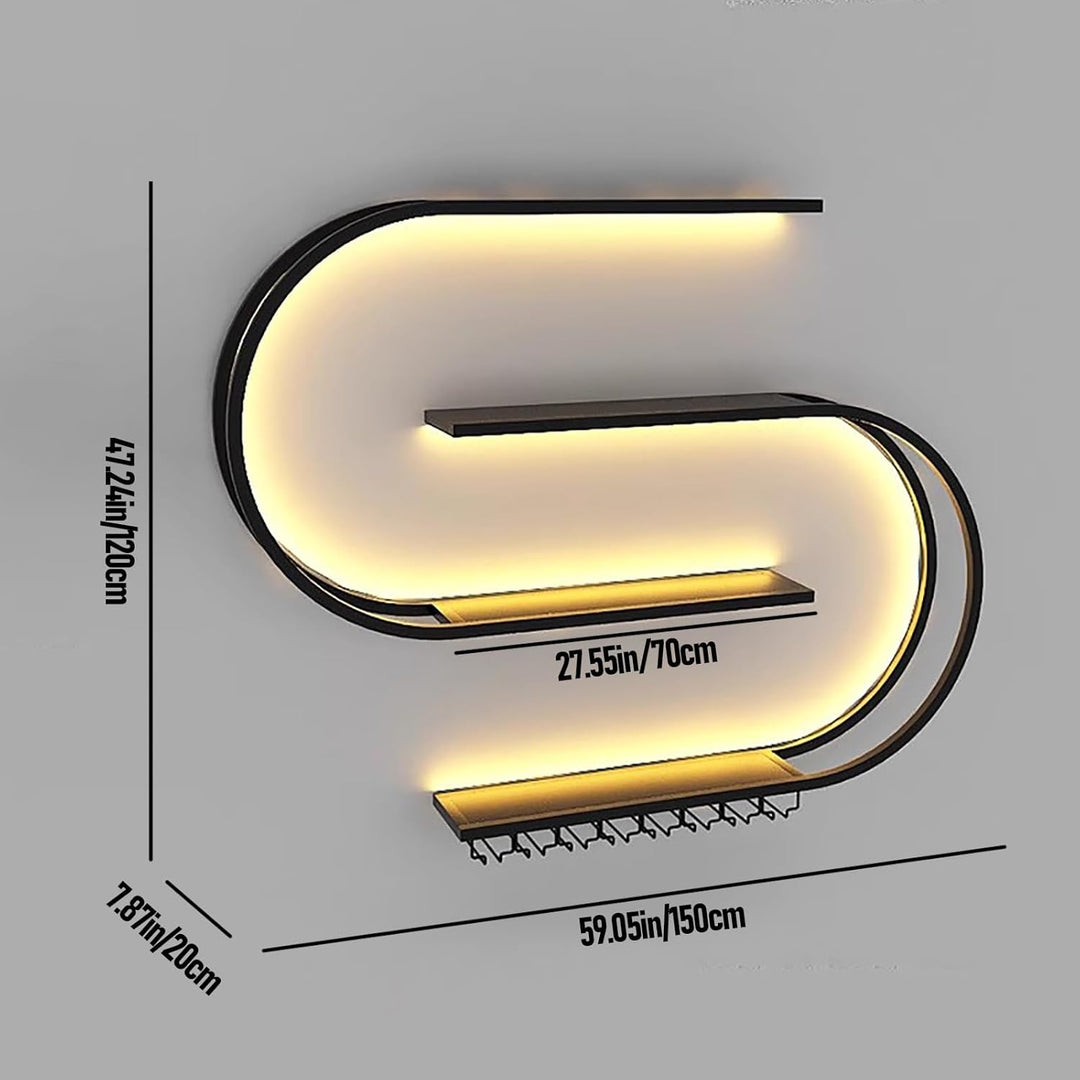 Weinregal zur Wandmontage, schwebendes Barregal mit 4 Ebenen, Industriedesign, Flaschenregal aus Met