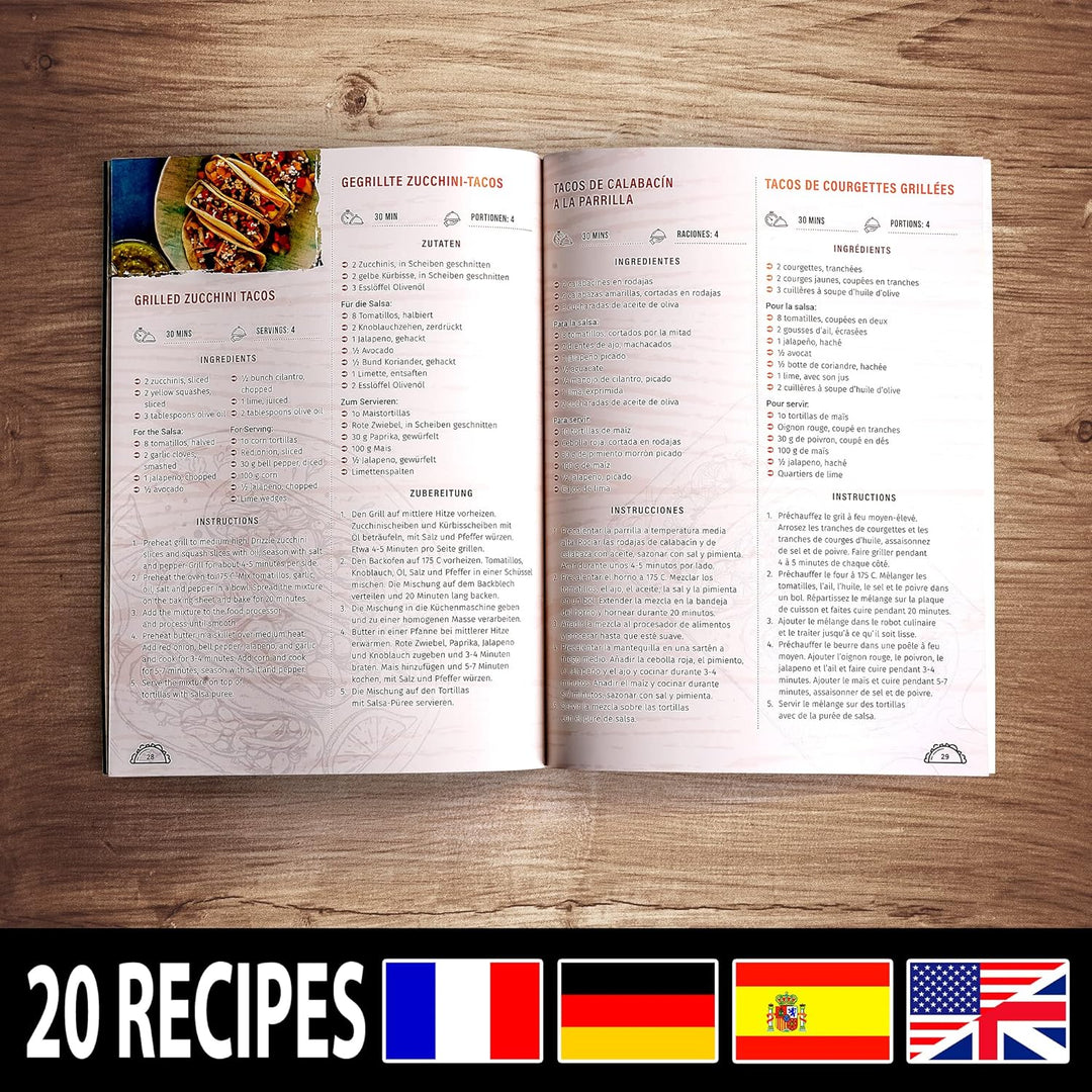 Tortillada - Taco Halter Set/Hotdog Halterung im Set aus Edelstahl für bis zu 6 Tacos - inkl. Servie