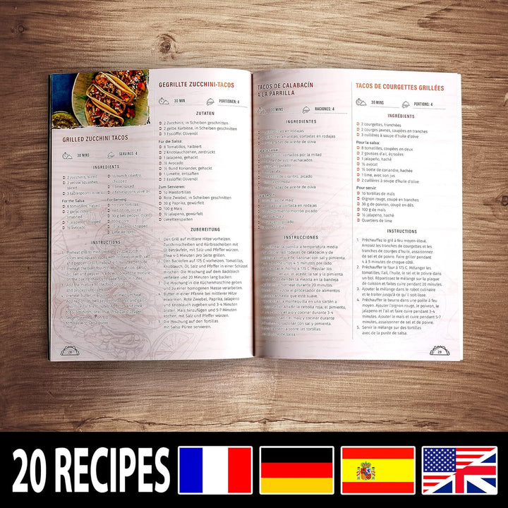 Tortillada - Taco Halter Set/Hotdog Halterung im Set aus Edelstahl für bis zu 6 Tacos - inkl. Servie