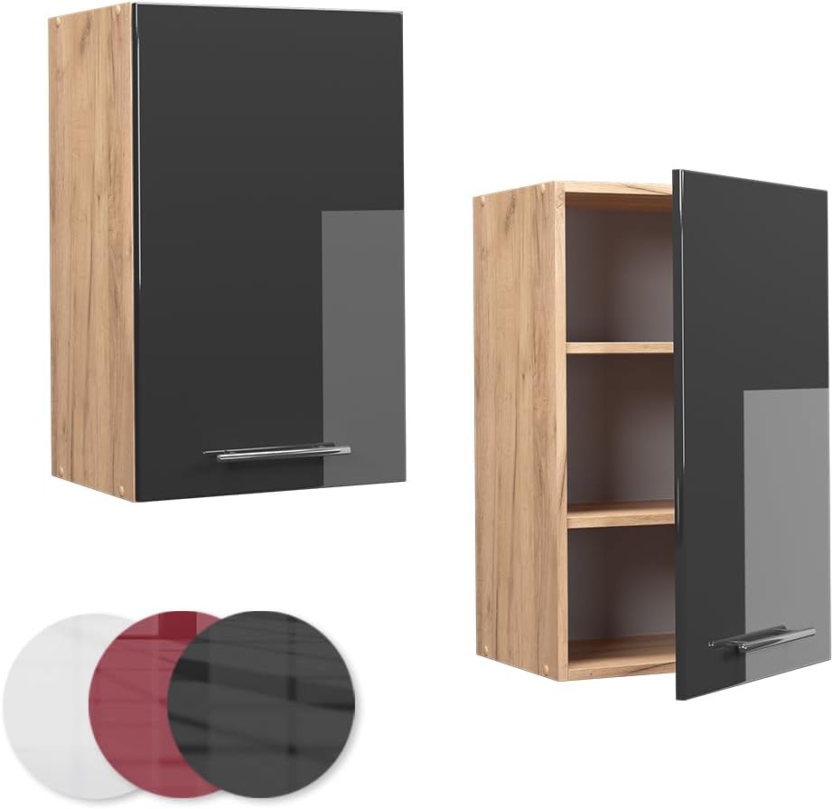 Vicco Hängeschrank Fame-Line, Anthrazit Hochglanz/Goldkraft Eiche, 45 cm Hängeschrank 45 cm Anthrazi