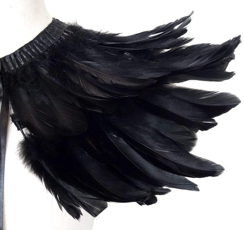 keland Gothic Feder Achselzucken Schal Poncho Halloween Party Kostüm Epauletten Fliege Krawatte Krag