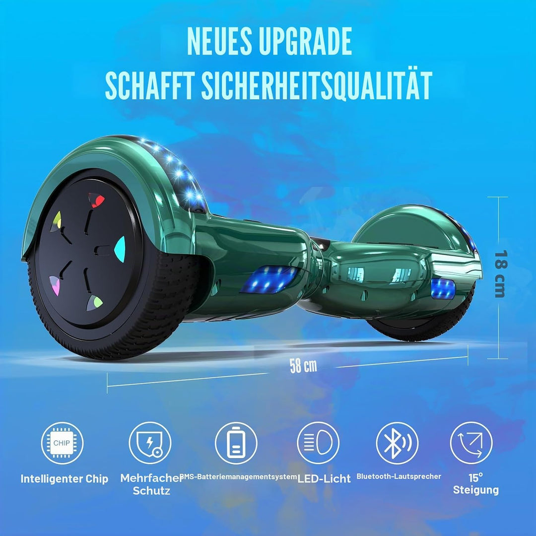 GeekMe Hoverboards 6.5”Zweimotoren 2-Rad-Hoverboards Hoverboards mit LED-Leuchten Bluetooth color gr