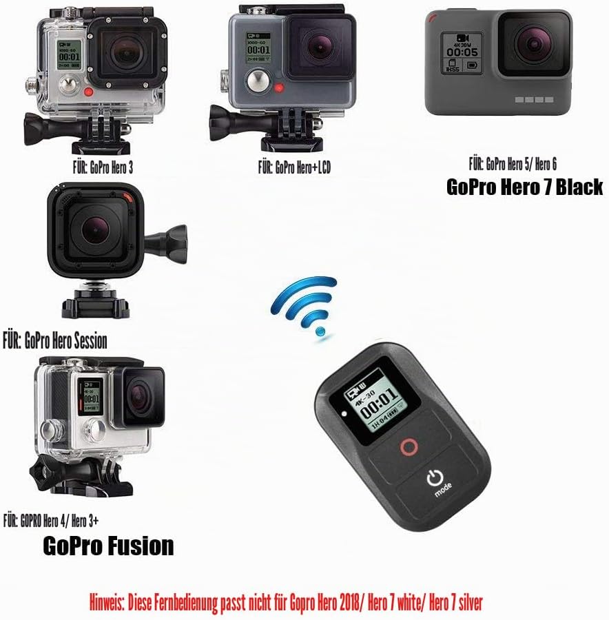Suptig Kabellose Fernbedienung für GoPro Hero 8 Hero 7 Black, Hero 6 Black, Hero 5, Hero 5 Session,