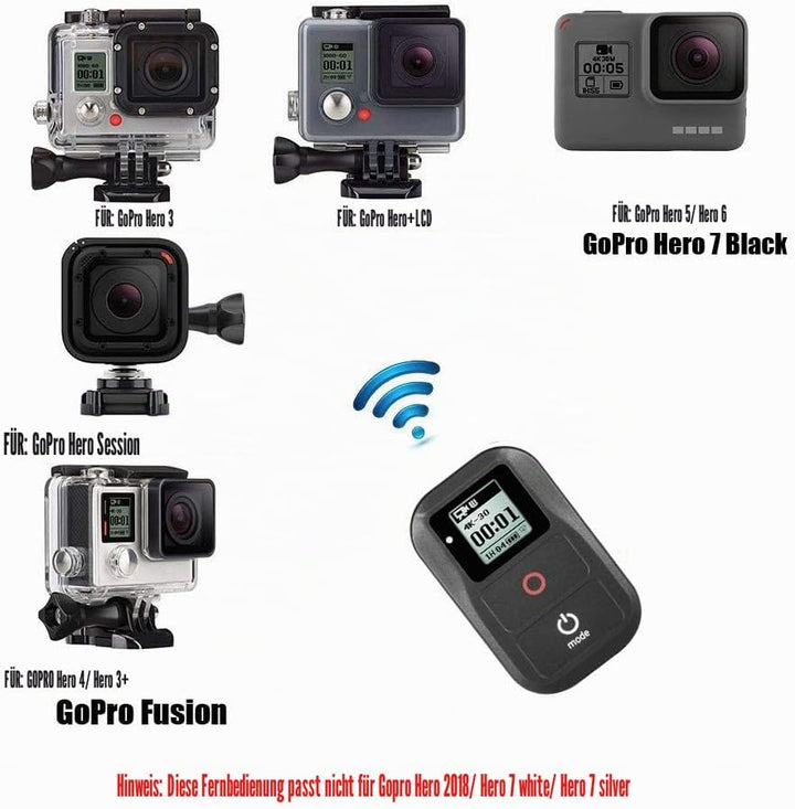 Suptig Kabellose Fernbedienung für GoPro Hero 8 Hero 7 Black, Hero 6 Black, Hero 5, Hero 5 Session,