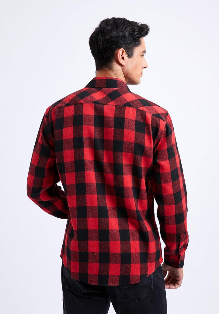 HISDERN Flanellhemd Herren Karierte Hemden Herren Langarm Button Down Baumwolle Holzfällerhemd Regul