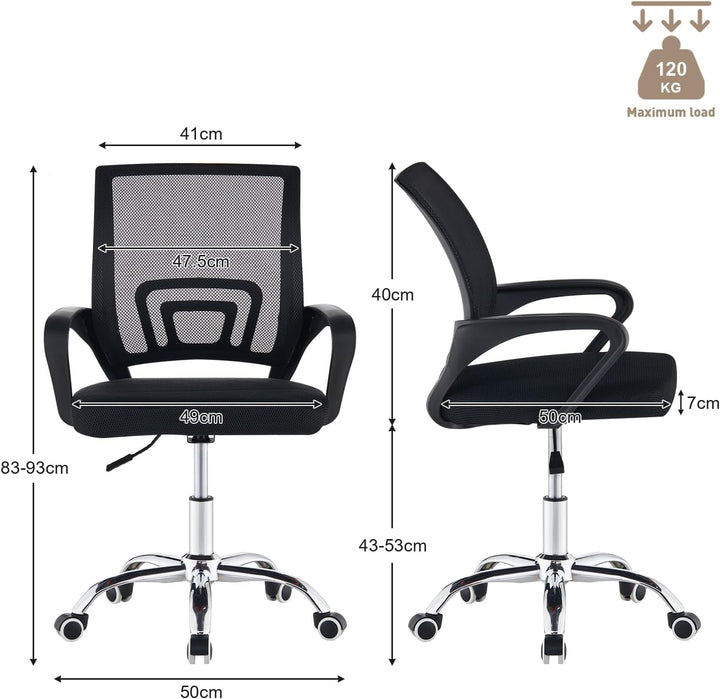 TUKAILAI Bürostuhl Ergonomisch, Schreibtischstuhl aus Netzstoff, Chefsessel mit Lendenwirbelstütze,