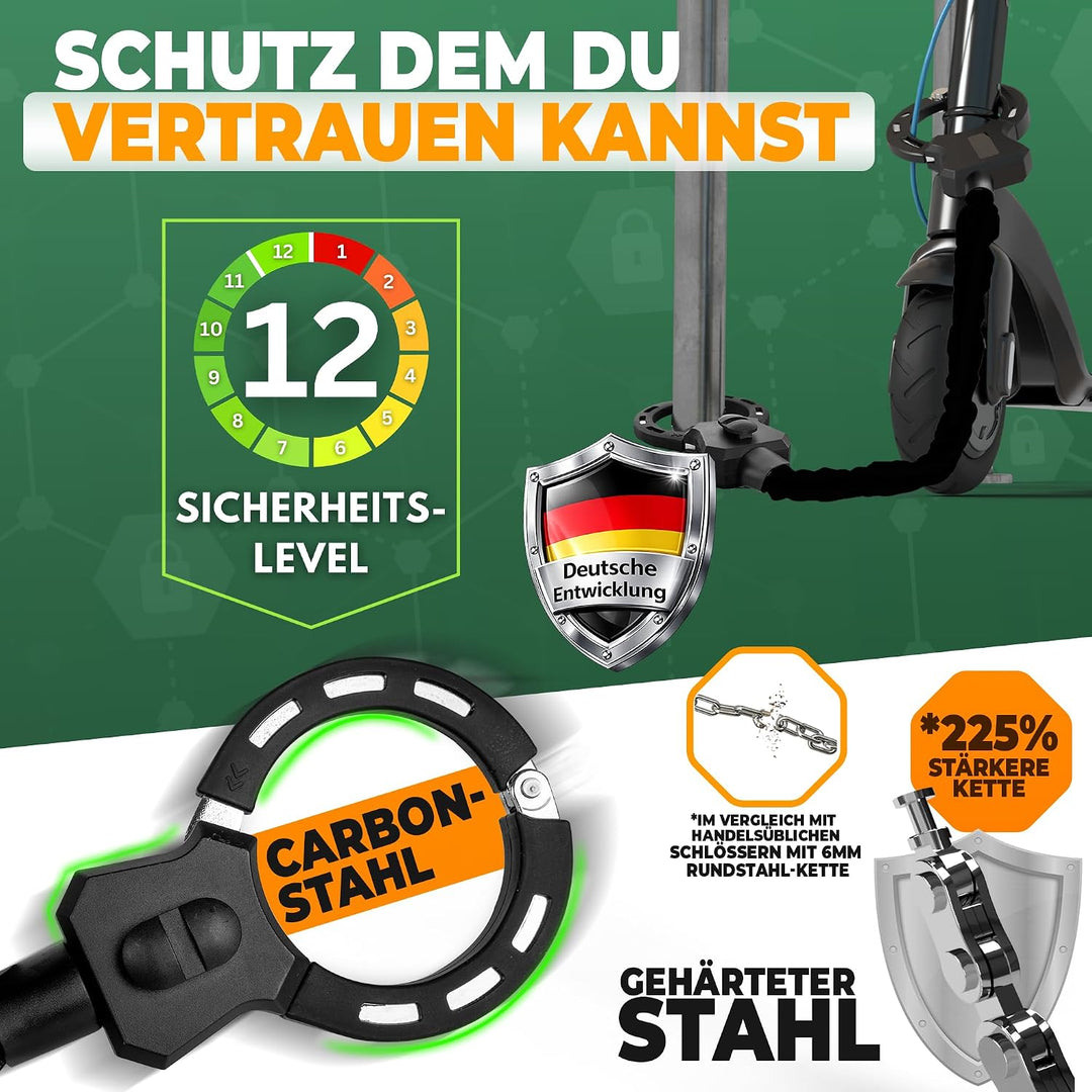 MIVELO E-Scooter Schloss extra sicher - Gelenkkettenschloss I Handschellenschloss für Elektroroller