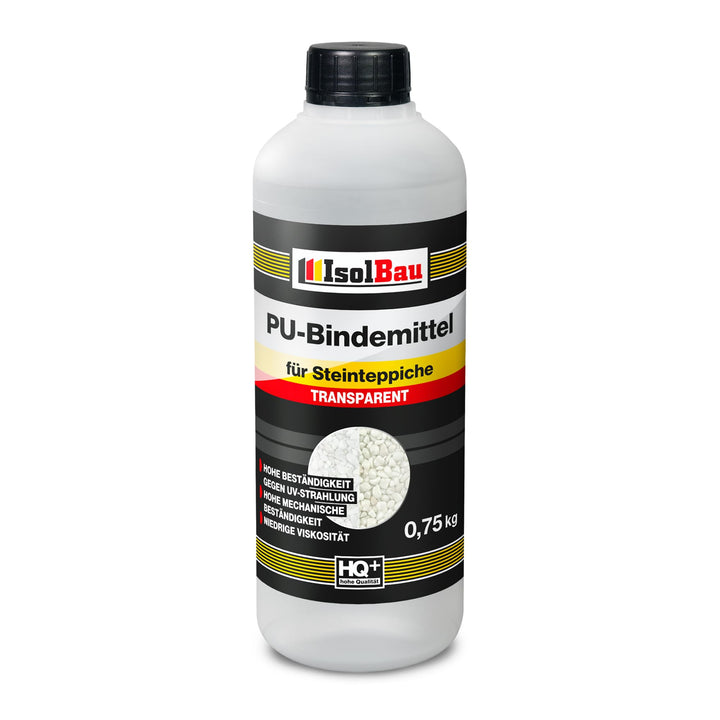 Isolbau - 1 K PU-Bindemittel für Steinteppich - 0,75 kg - Transparent - Hervorragende Haftung & Elas