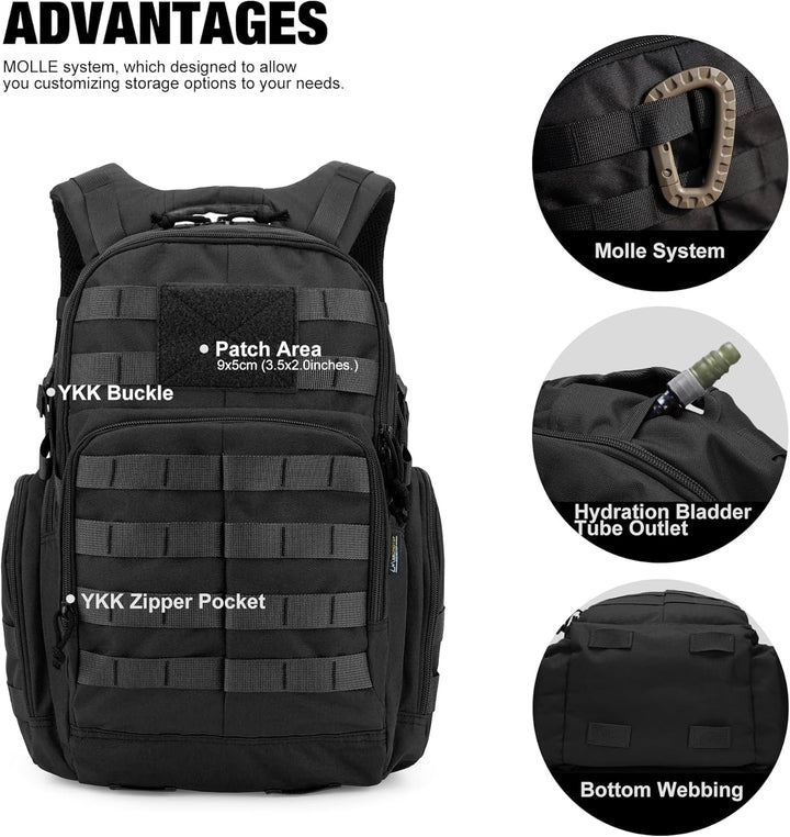 Mardingtop 25L/40L Taktischer Rucksack Herren Wanderrucksack mit MOLLE-System Militär Rucksack mit Y