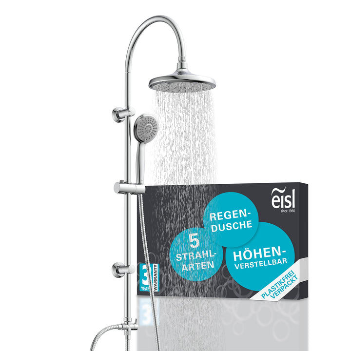 EISL Duschset SOMMERREGEN, Duschgarnitur mit Regendusche (Ø 220 mm) und Handbrause 3 Strahlarten, id