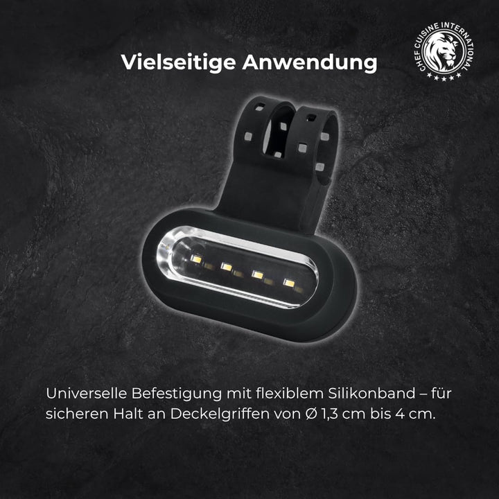 CHEF CUISINE Grill Licht LED – Grill Beleuchtung mit drei Helligkeitsstufen, batteriebetriebene Kuns