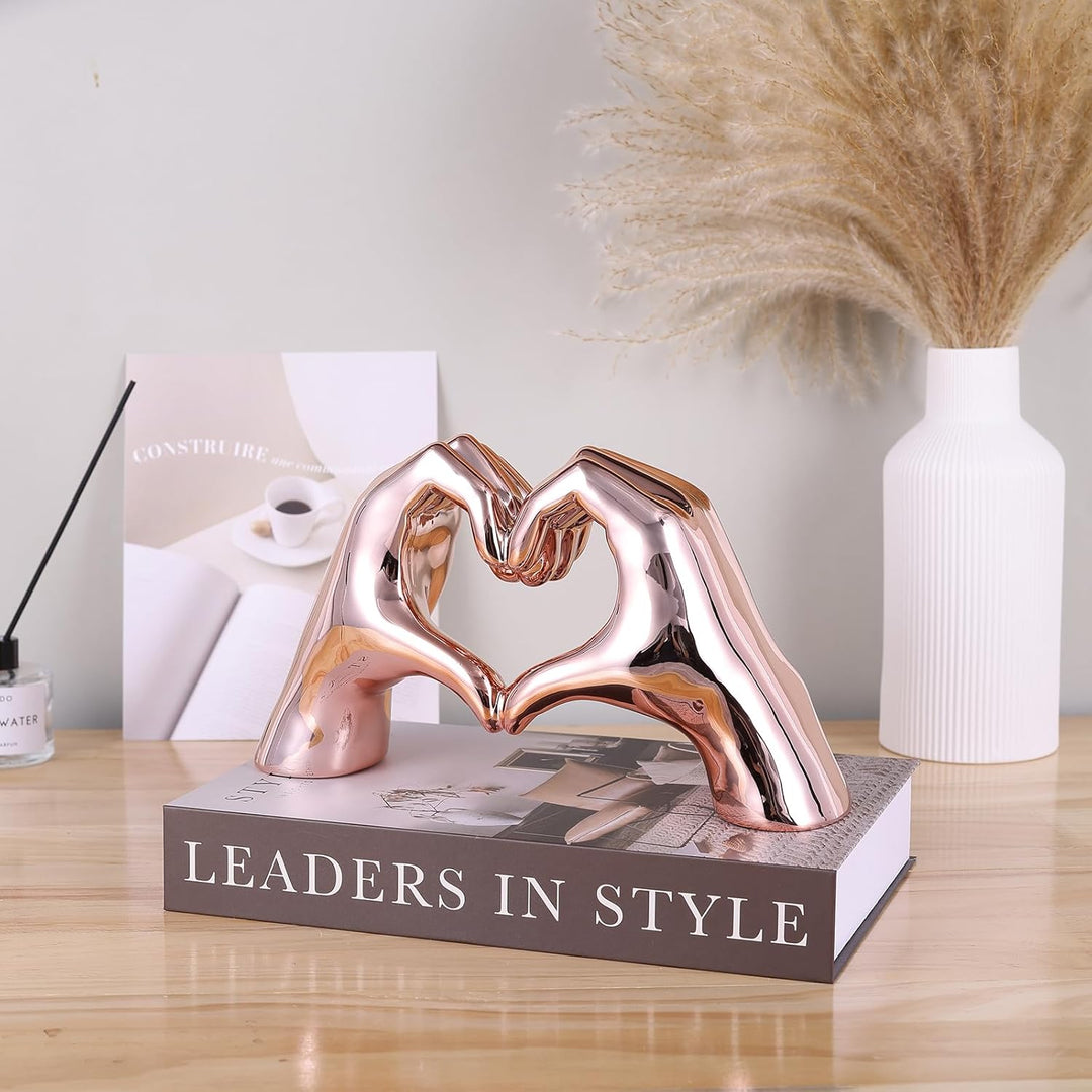 WUBIANJIE Rosa Herzhände Skulptur Boho Wohnzimmer Dekor Ästhetische Regaldekoration Ideal für Coucht