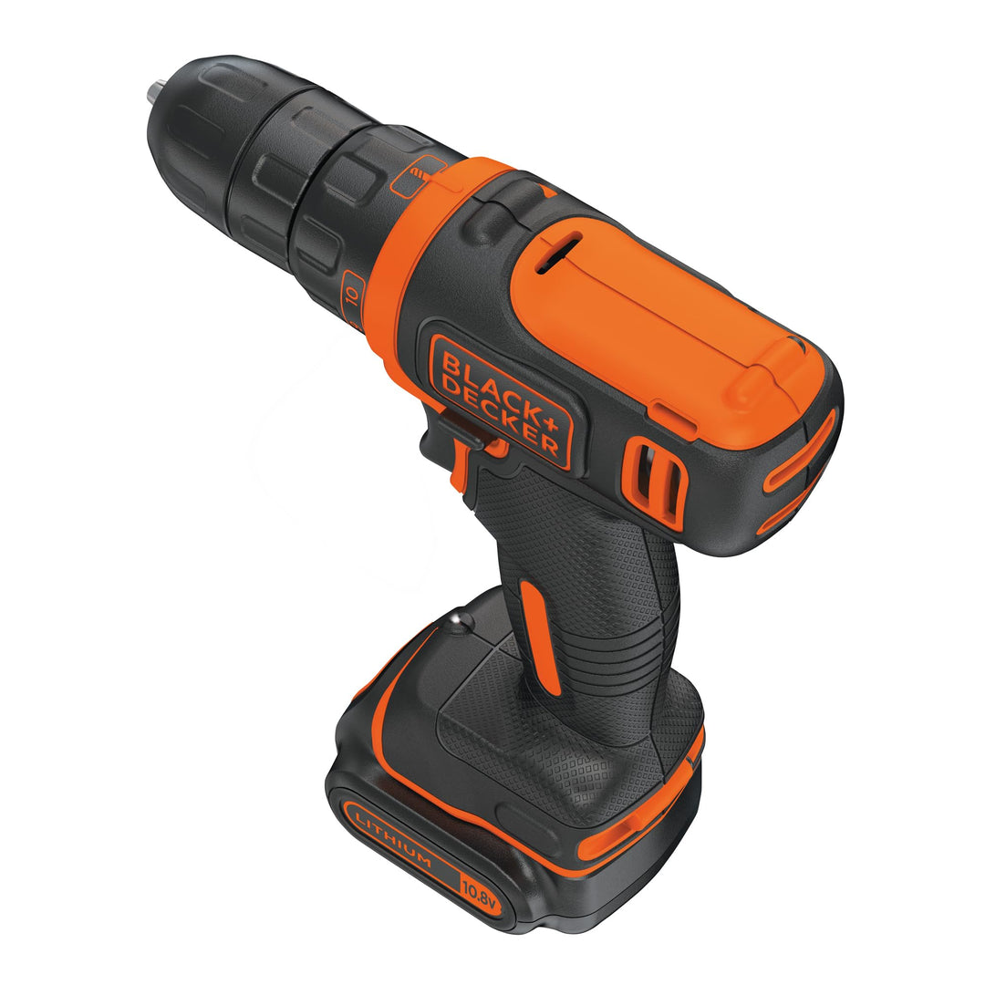 Black+Decker Li-Ion Ultra-Kompakt-Bohrer (Kleiner Akkuschrauber mit ergonomischem Softgriff und LED-