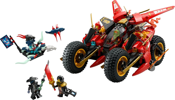 LEGO NINJAGO Ninja-Actionflitzer - 3-in-1-Spielzeug mit 2 Ninja-Bikes, 1 Jet und 6 Minifiguren, eins