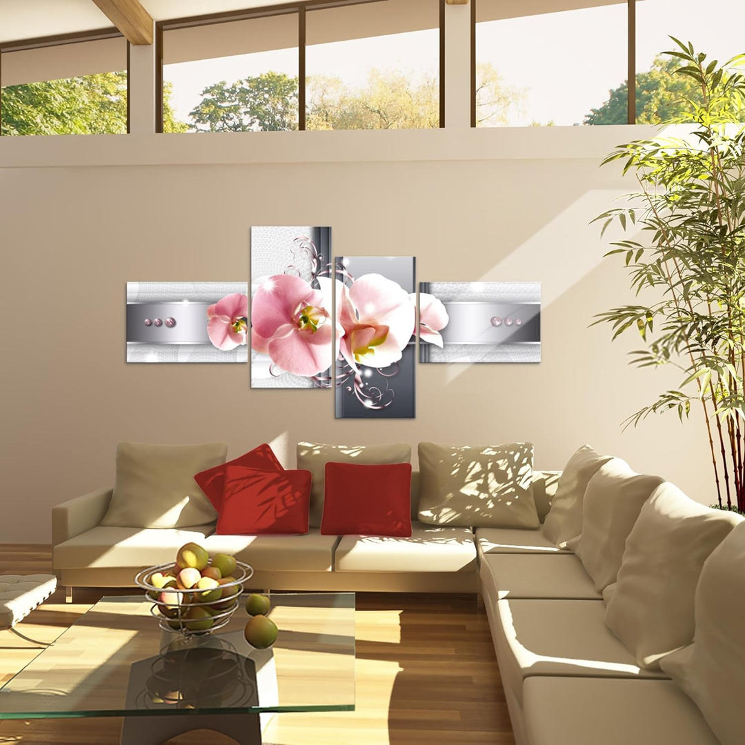 Runa Art Bild XXL 4 Teilig Blumen Orchidee 200 x 100 cm Kunstdruck auf Vlies Leinwand Wanddeko Wohnz
