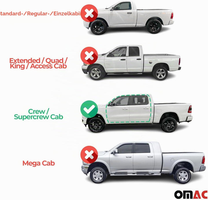 OMAC Gummimatten Fussmatten für Dodge RAM 1500 2500 3500 Quad Cab 2012-2018 4X Fussmatten / Schwarz