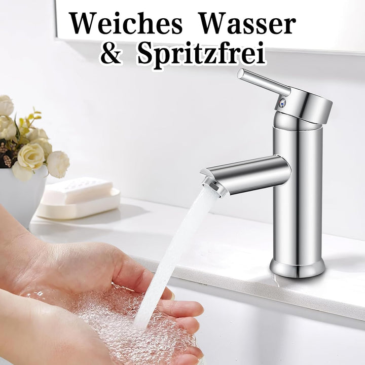kisimixer Wasserhahn Bad Mischbatterie, Einhebelmischer Waschbecken Armaturen für Badezimmer, Modern