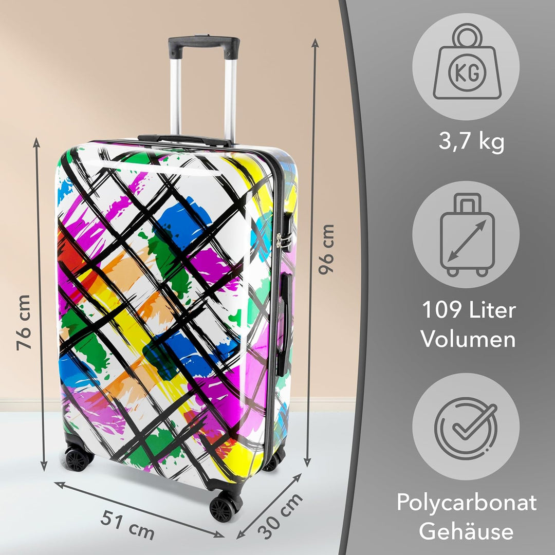 Xonic Design Reisekoffer - Hartschalen-Koffer mit 360° Leichtlauf-Rollen - hochwertiger Trolley mit