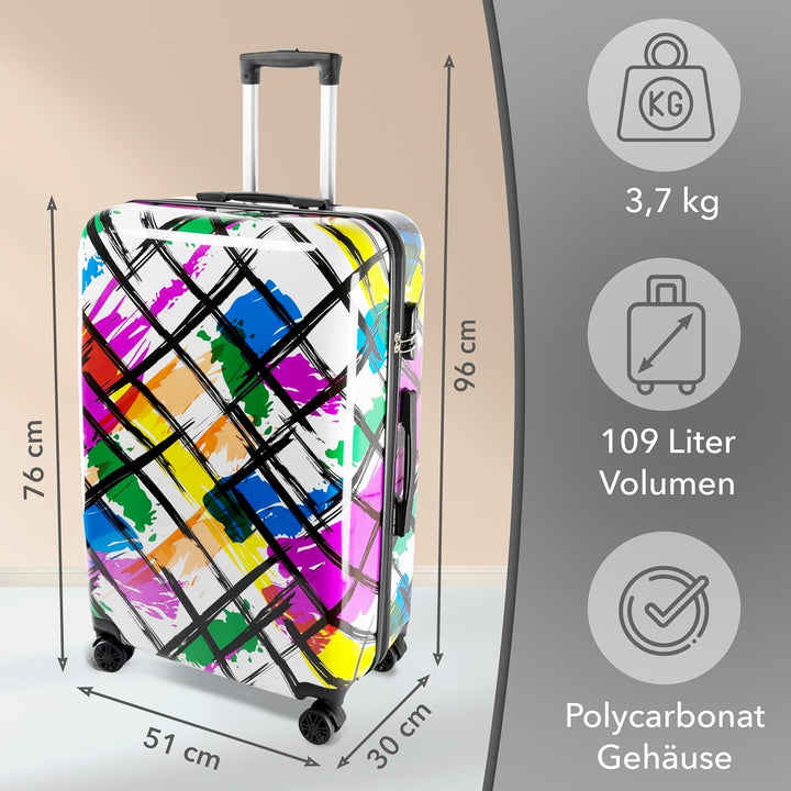 Xonic Design Reisekoffer - Hartschalen-Koffer mit 360° Leichtlauf-Rollen - hochwertiger Trolley mit
