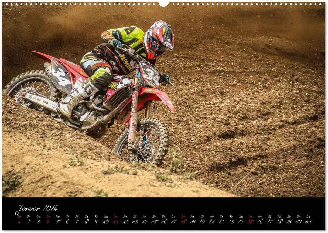 Motocross Racing 2026 (hochwertiger Premium Wandkalender 2026 DIN A2 quer), Kunstdruck in Hochglanz: