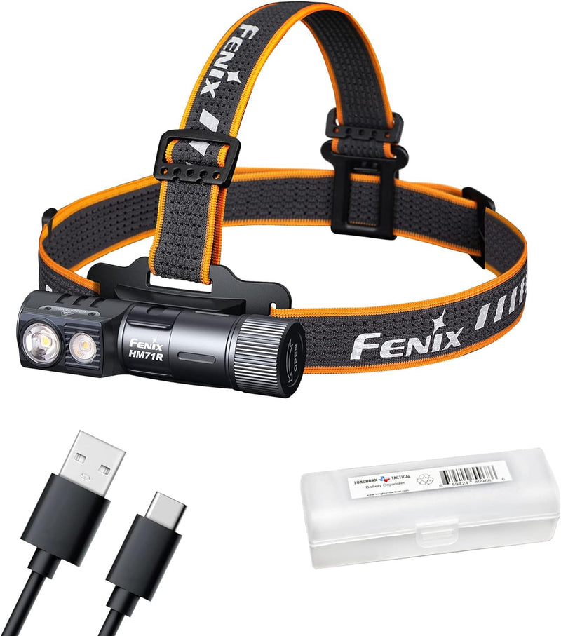 Fenix HM71R Stirnlampe, 2700 Lumen, superhell, USB-C, wiederaufladbar, L-Form, 90 Grad rechtwinklig,