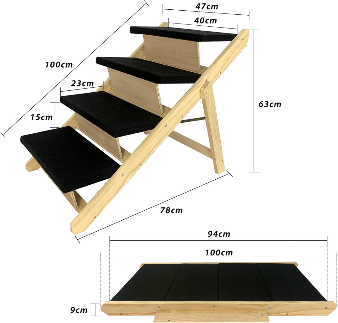 Aufun 2-in1 Hunderampe, Haustiertreppe Hundetreppe Faltbar für Katzen grosse und kleine Hunde, Tiert