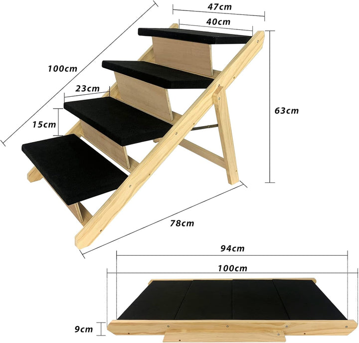 Aufun 2-in1 Hunderampe, Haustiertreppe Hundetreppe Faltbar für Katzen grosse und kleine Hunde, Tiert