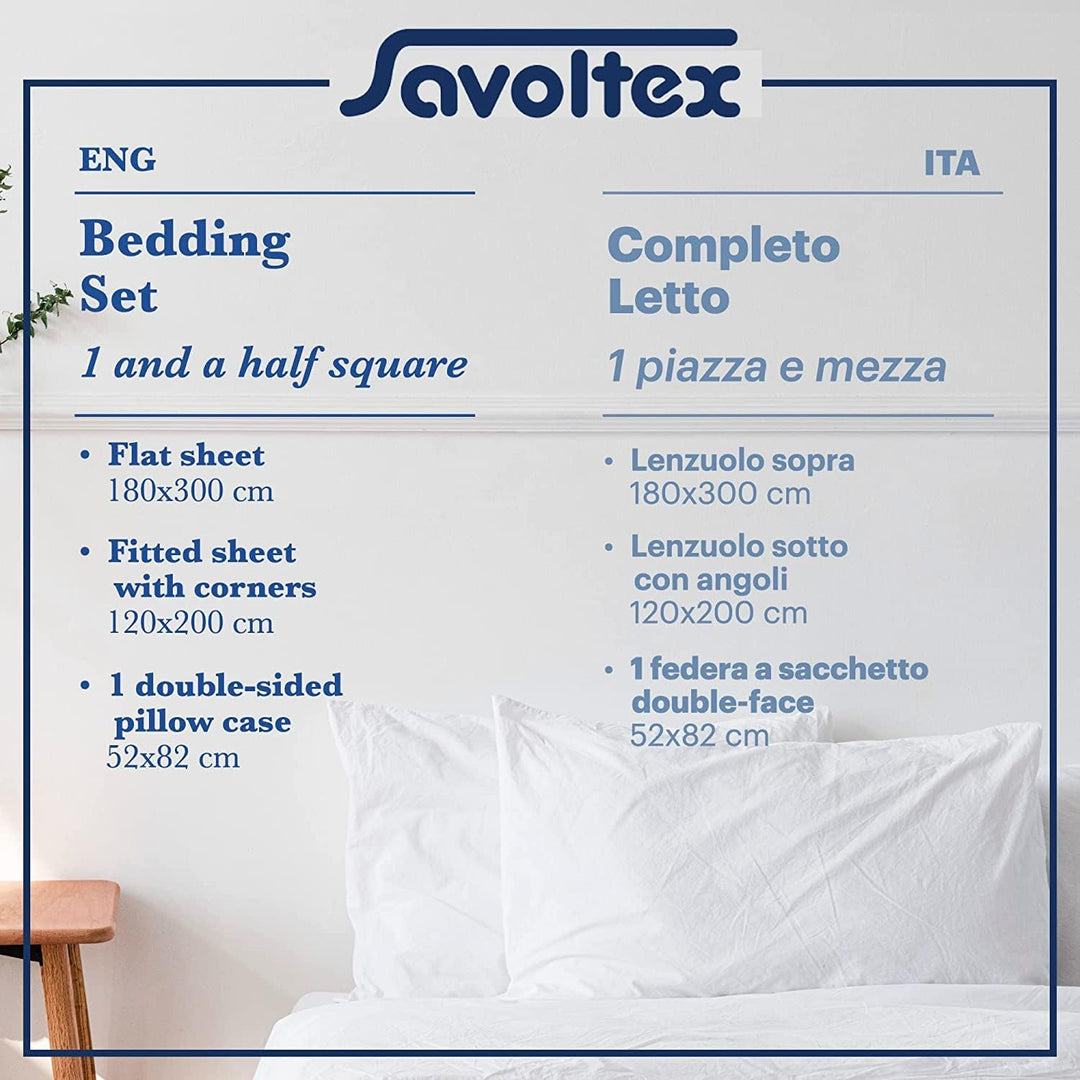 PENSIERI DELICATI Bettwäsche Set Einzelbett 100% Baumwolle, Einzelbett 90x200 Inklusive Bodenblech,