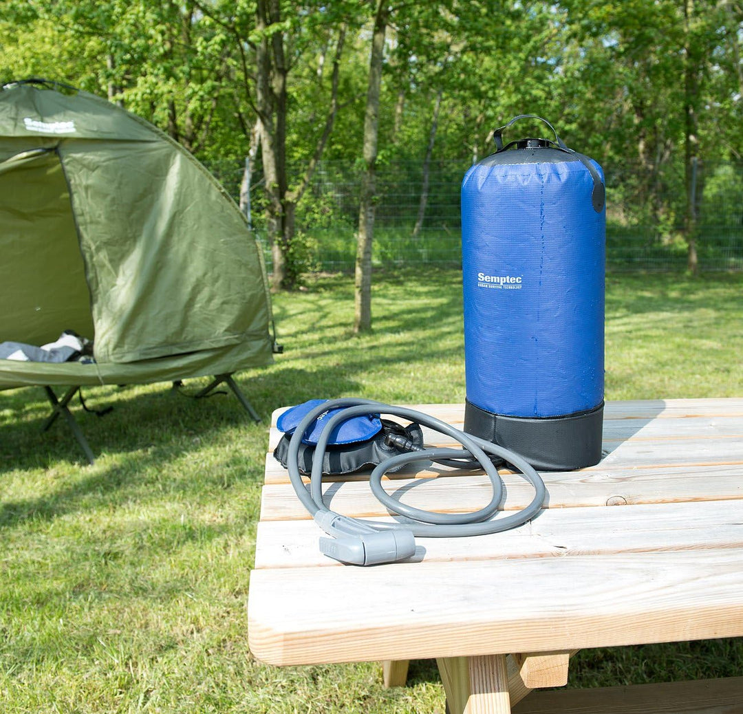 Semptec Urban Survival Technology Solardusche: Tragbare Druck-Campingdusche mit Fusspumpe, 11 Liter