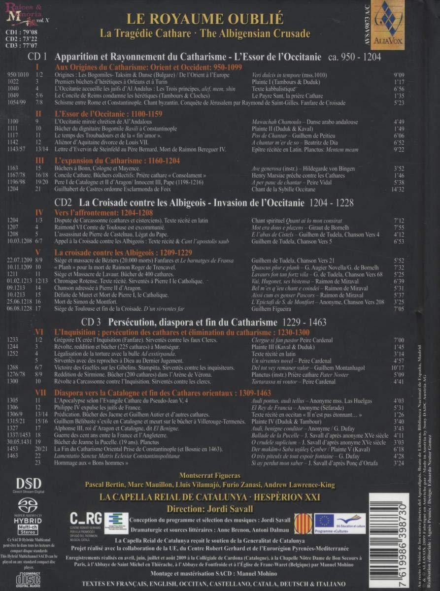 Le Royaume Oublié / La Croisade Contre Les Albegeois / La Tragédie Cathare, Audio-CD