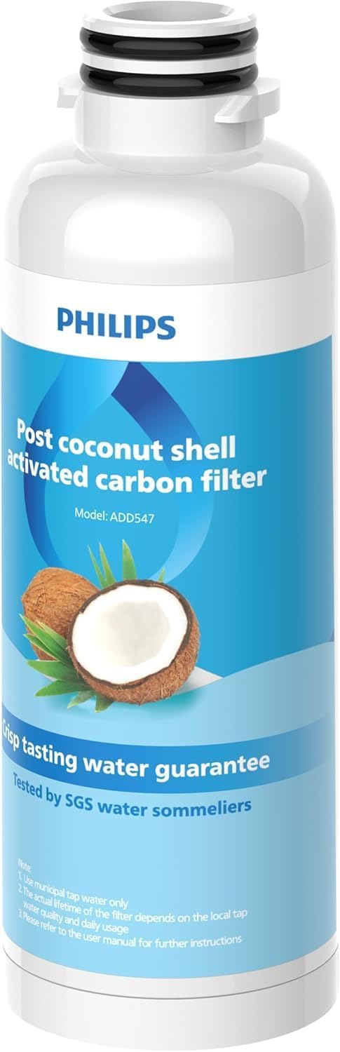 Philips Water Aktivkohlefilter aus Kokosnussschalen, Ersatzfilter ADD547/10, 1 Jahr Filterlebensdaue
