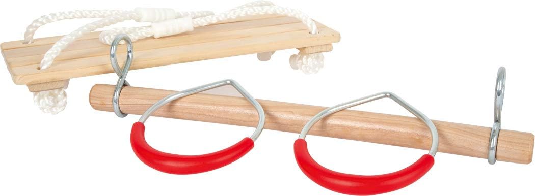Small Foot Schaukel-Set 3 in 1, mit Brettschaukel, Holztrapez und Metallturnringen, für Kinder ab 3