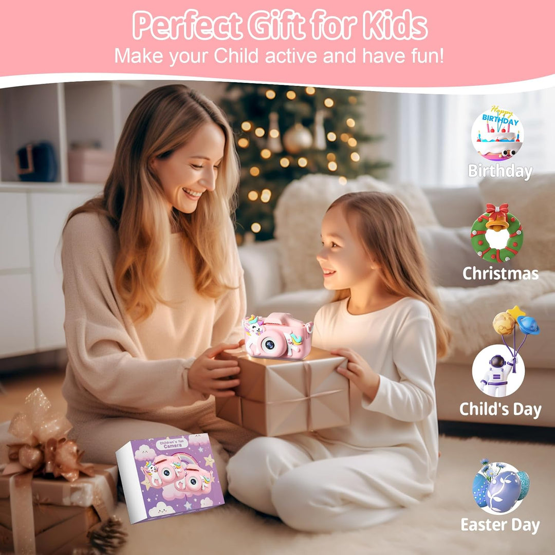 Kinderkamera 2,0-Zoll-Bildschirm 1080P Kinder Kamera Fotoapparat Kinder mit 32GB SD-Karte Selfie Dig