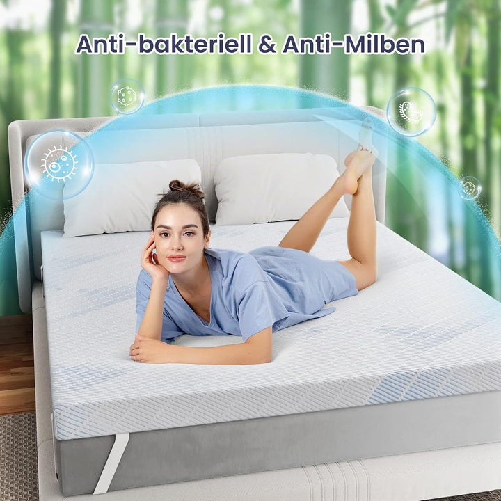 BedStory Gel Topper 90x200cm 7,6cm Höhe Matratzentopper aus Gel Memory Foam，H2&amp;H3 Gel Schaum Bambus