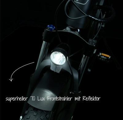 FISCHER Fahrrad Dynamo LED-Scheinwerfer 70 LUX | Fahrradlampe mit Standlichtfunktion | LED-Fahrradli